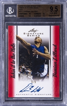 2012-13 Leaf Signature "Takin It To The Hole" Red #DL1 Damian Lillard Signed Rookie Card (#5/5) - BGS GEM MINT 9.5/BGS 10